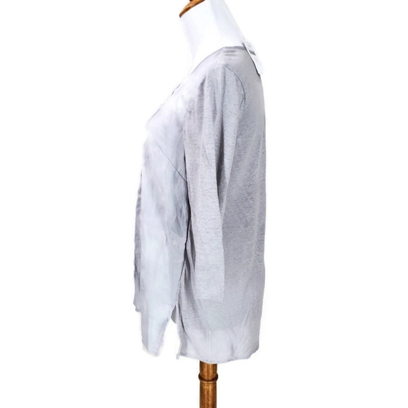 NWT J.Jill Love Linen 100% Linen Grey Pintuck Tunic 3/4 Sleeve Top SZ XS/P - Picture 3 of 13